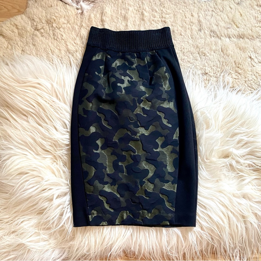 Anthropologie Camouflage Pencil Skirt - Black and Green